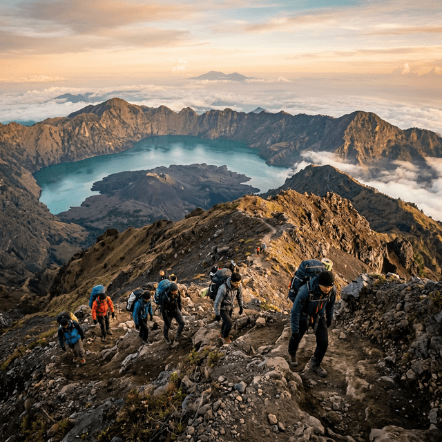 Trek camp on Mount Rinjani